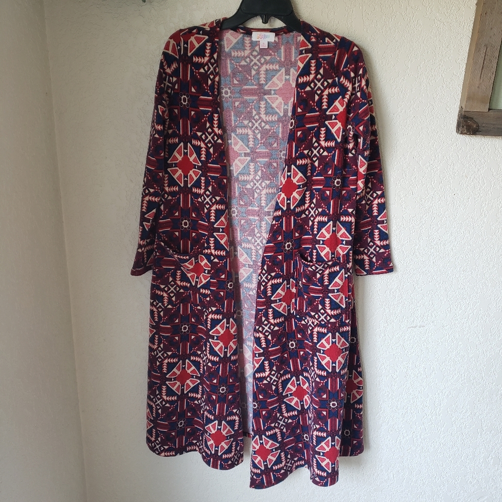 LuLaRoe Colorful Aztec Geo Sarah Duster Cardigan Size S
